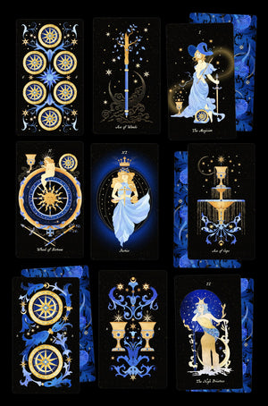 Aurora Tarot Blue a cosmic magical tarot deck by Cocorrina