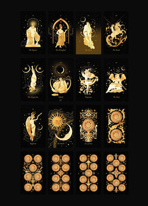 Aurora Tarot Gold a cosmic magical tarot deck by Cocorrina