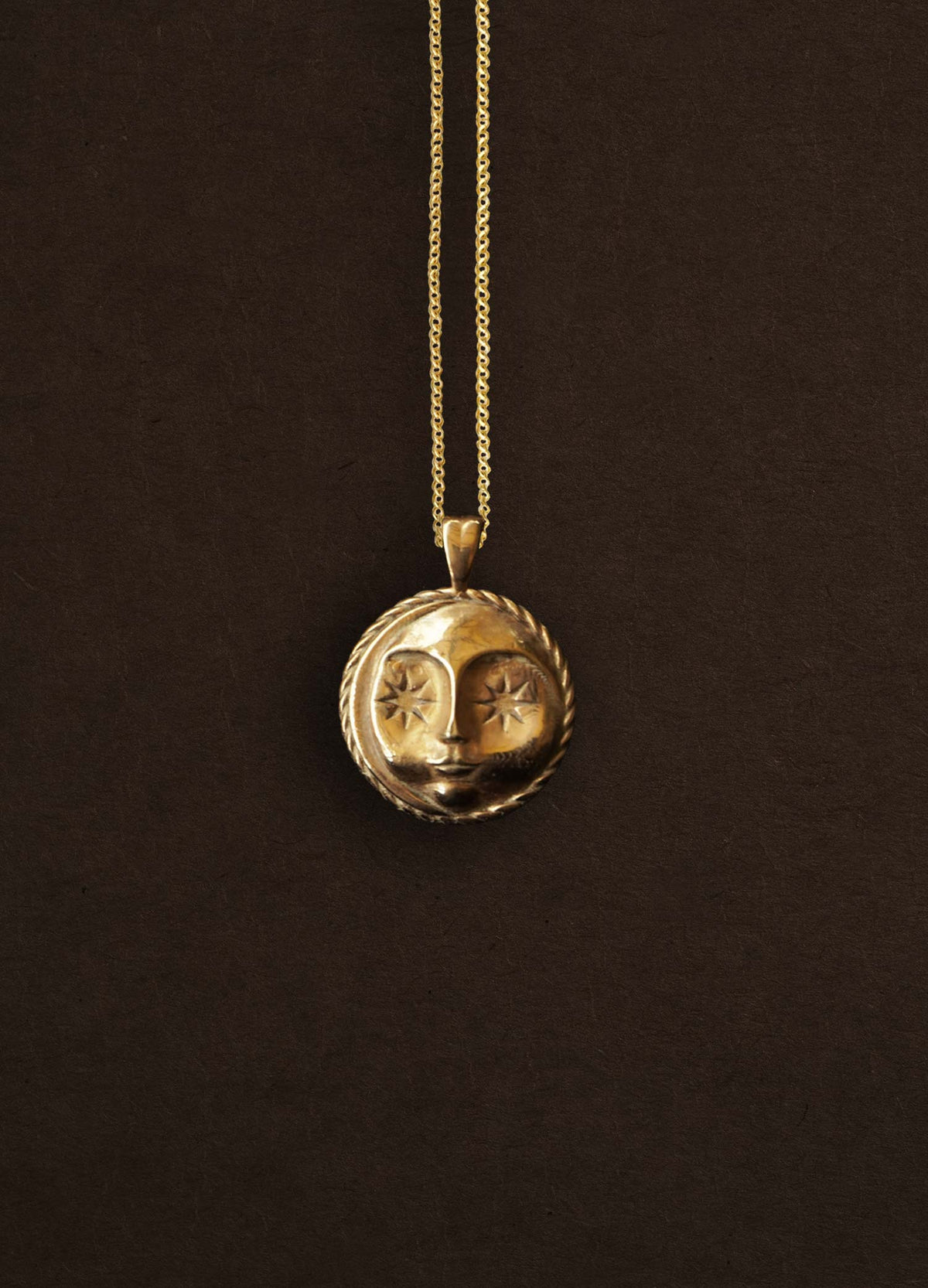 Moon Face 18k Gold Vermeil Necklace
