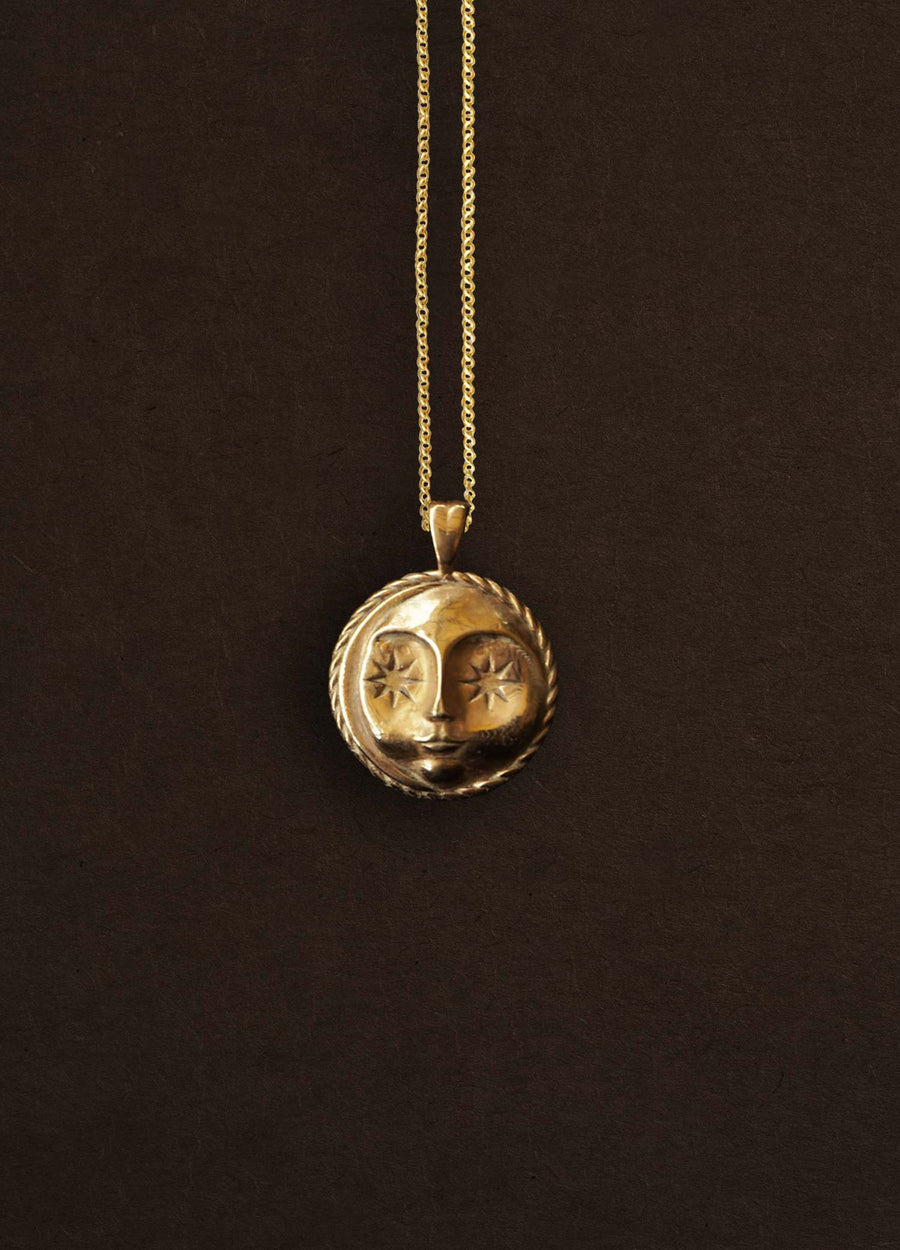 Moon Face 18k Gold Vermeil Necklace