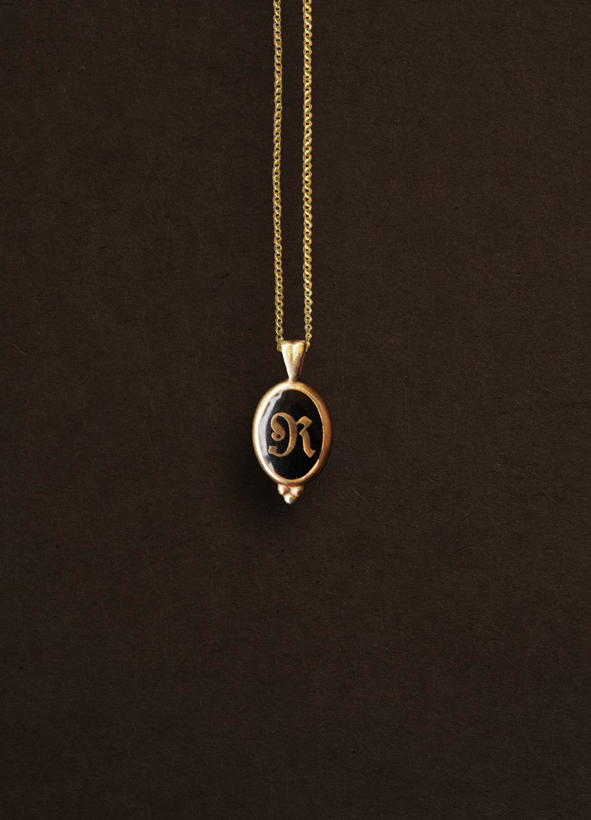Initial Black Signet 18k Gold Vermeil Necklace