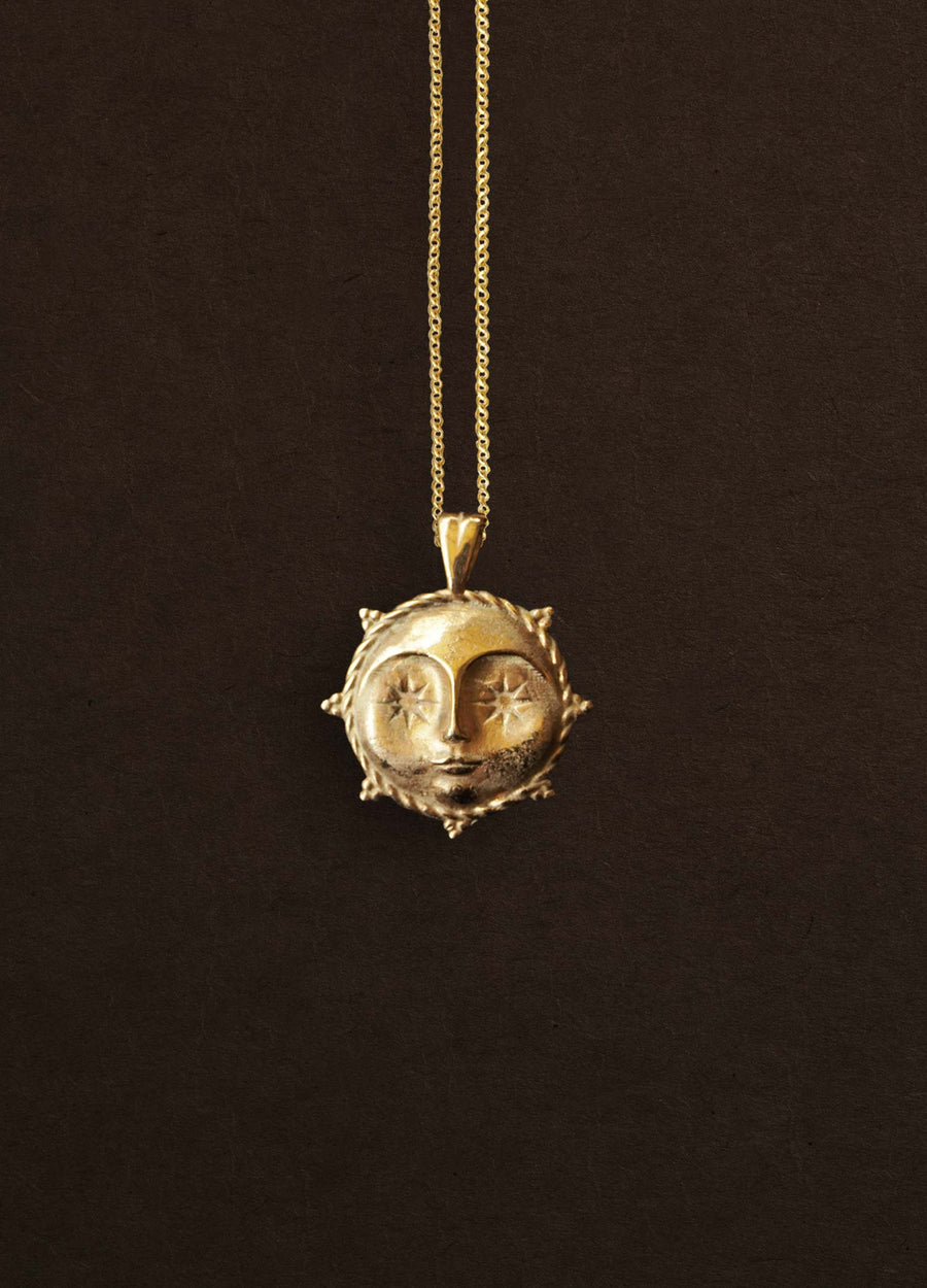 Sun Face 18k Gold Vermeil Necklace