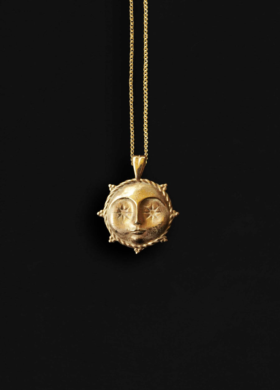 Sun Face 18k Gold Vermeil Necklace