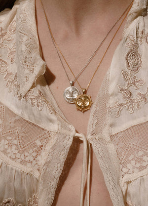Moon Face Silver Necklace