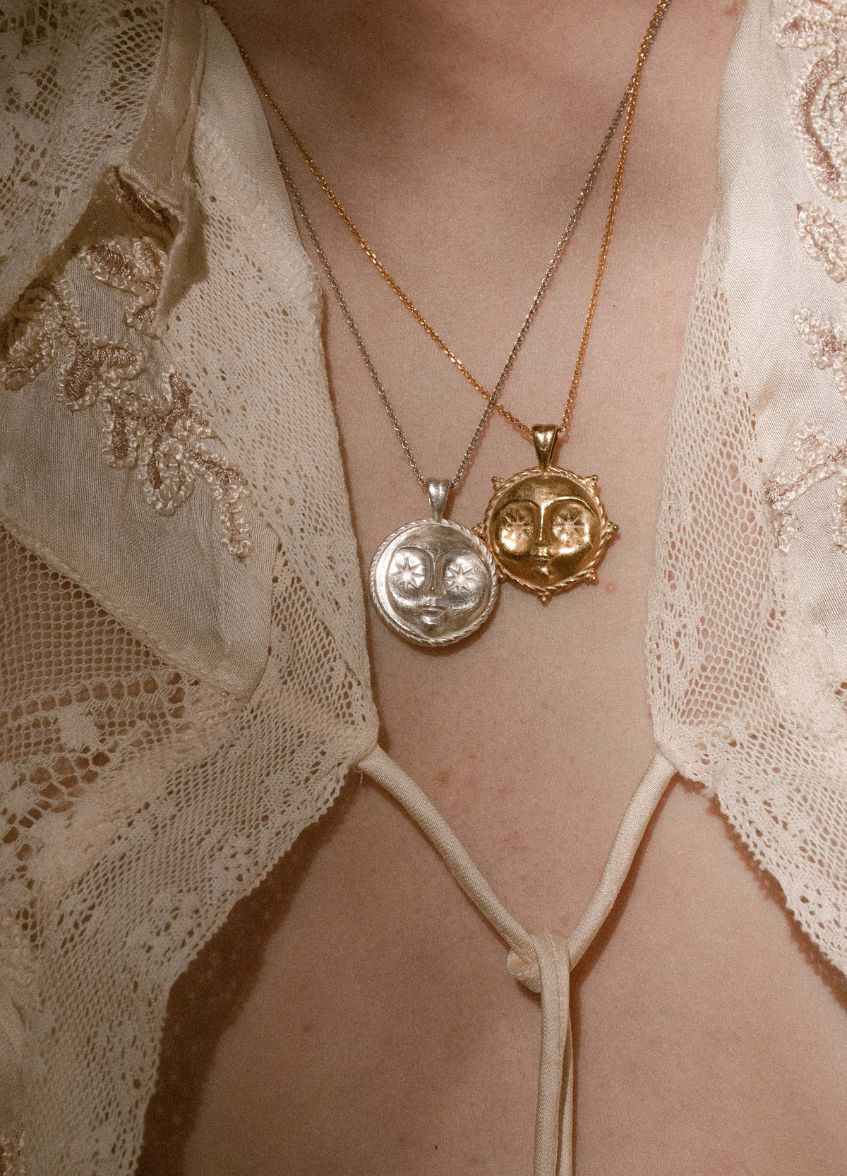 Sun Face 18k Gold Vermeil Necklace