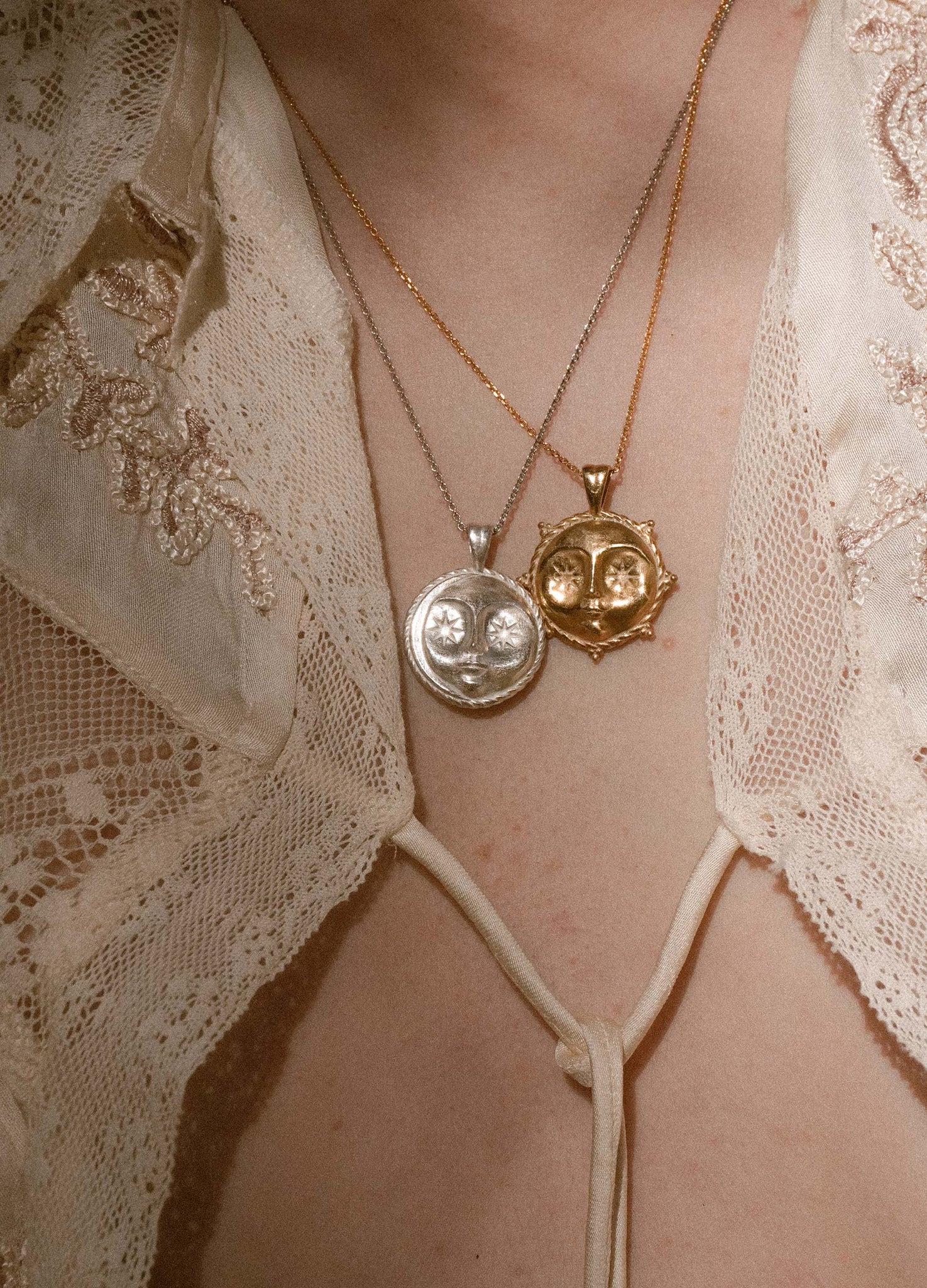 Sun Face Gold Vermeil Necklace