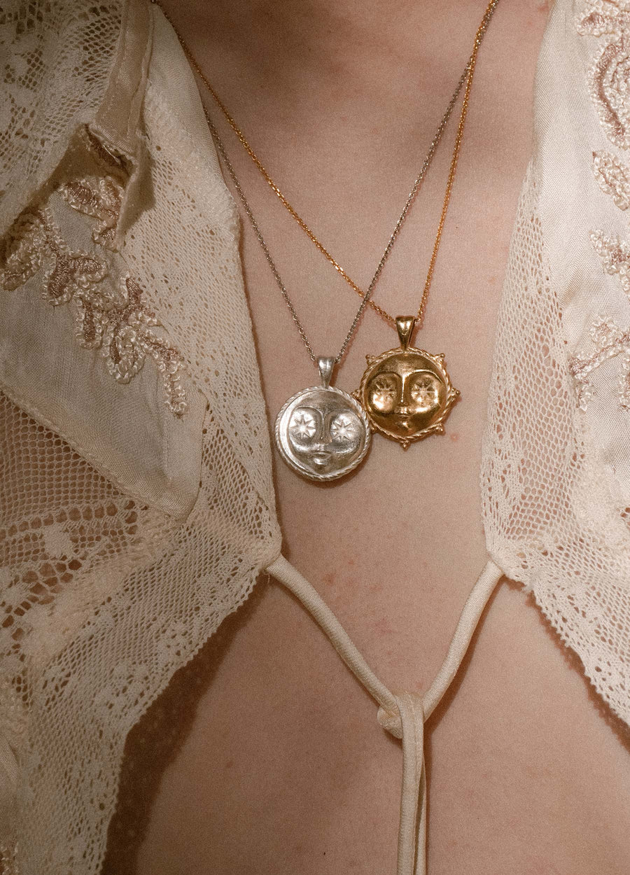 Moon Face 18k Gold Vermeil Necklace