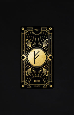 Cosmic Whisper luxury rune deck in black and gold by Cocorrina 