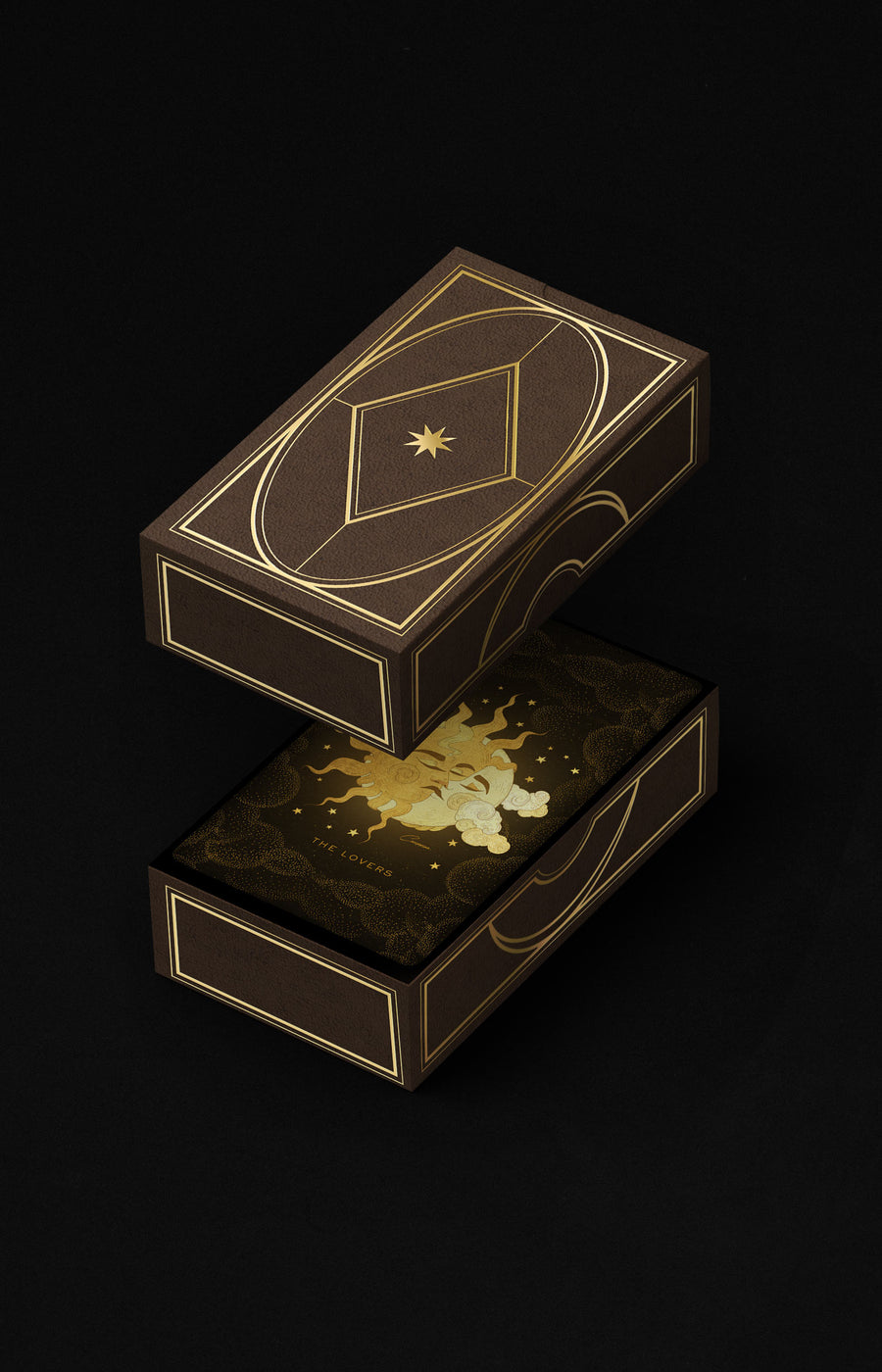 Luxury deck of cards with gold accents on a black background