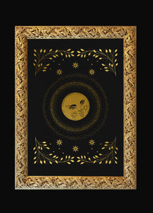 Full Moon art print gold foil on black paper by Cocorrina