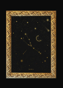 Taurus zodiac constellation gold metallic foil print on black paper by Cocorrina