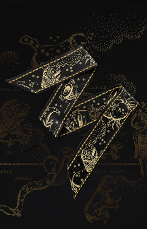 Zodiac Twilly Scarf in black and gold by Cocorrina