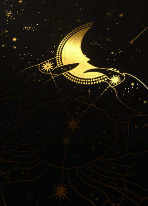 Cancer Constellation gold foil art print on black paper by Cocorrina & design studio and shop