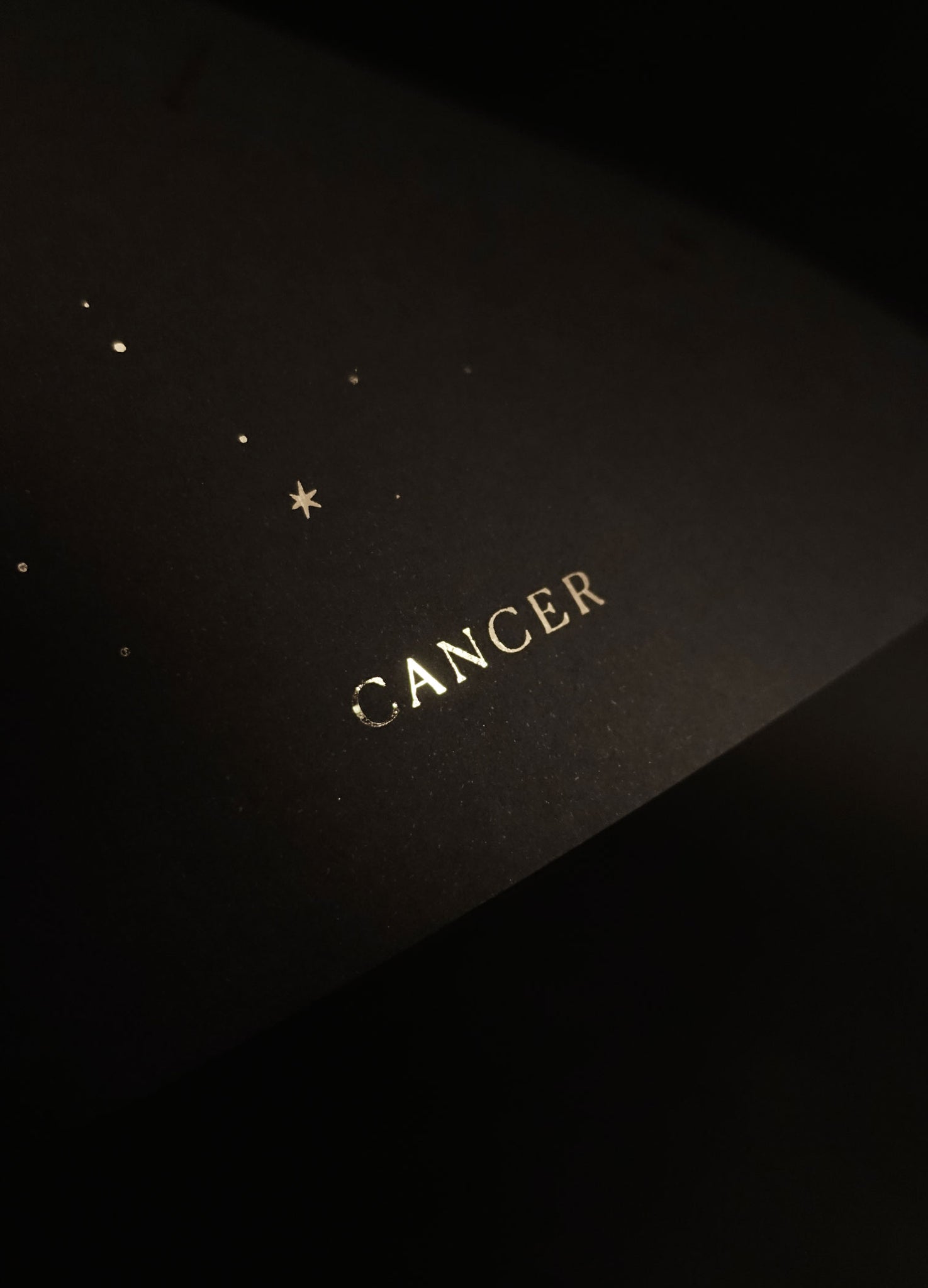 Cancer zodiac constellation gold metallic foil print on black paper by Cocorrina