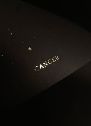 Cancer zodiac constellation gold metallic foil print on black paper by Cocorrina