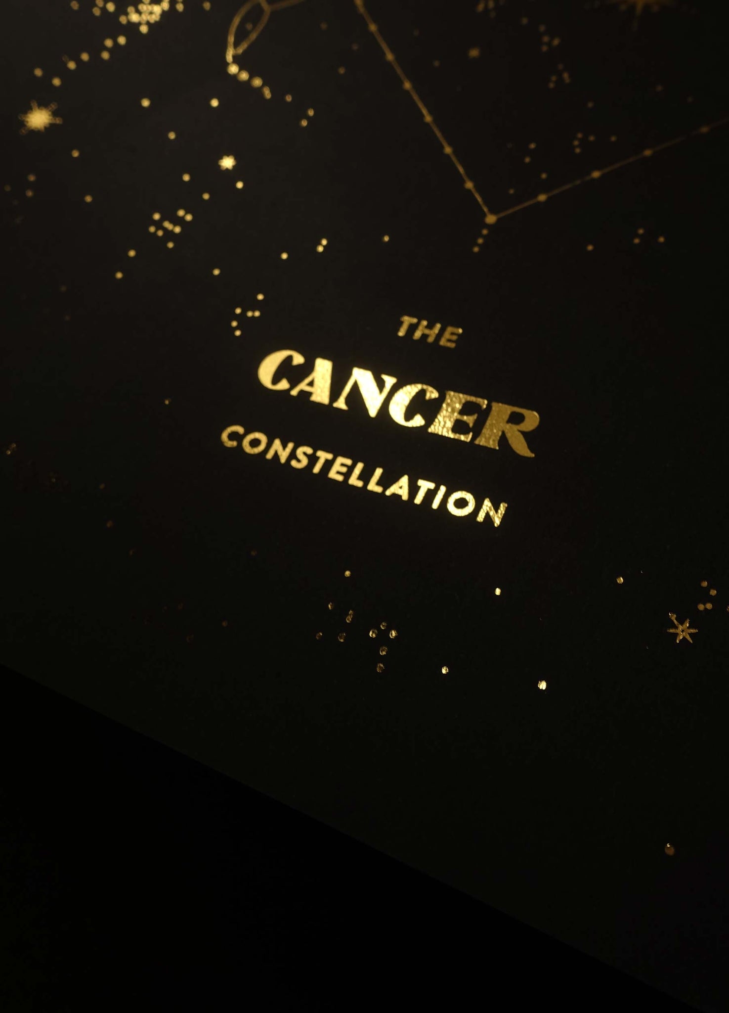 Cancer Constellation gold foil art print on black paper by Cocorrina & design studio and shop