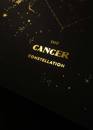 Cancer Constellation gold foil art print on black paper by Cocorrina & design studio and shop