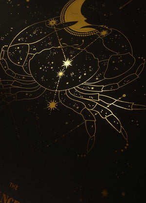 Cancer Constellation gold foil art print on black paper by Cocorrina & design studio and shop