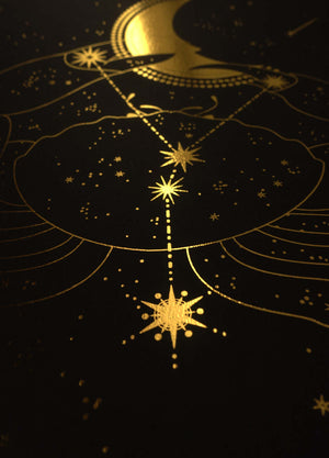 Cancer Constellation gold foil art print on black paper by Cocorrina & design studio and shop