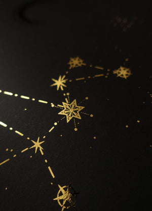 Canis Major constellation gold foil print by Cocorrina & Co studio