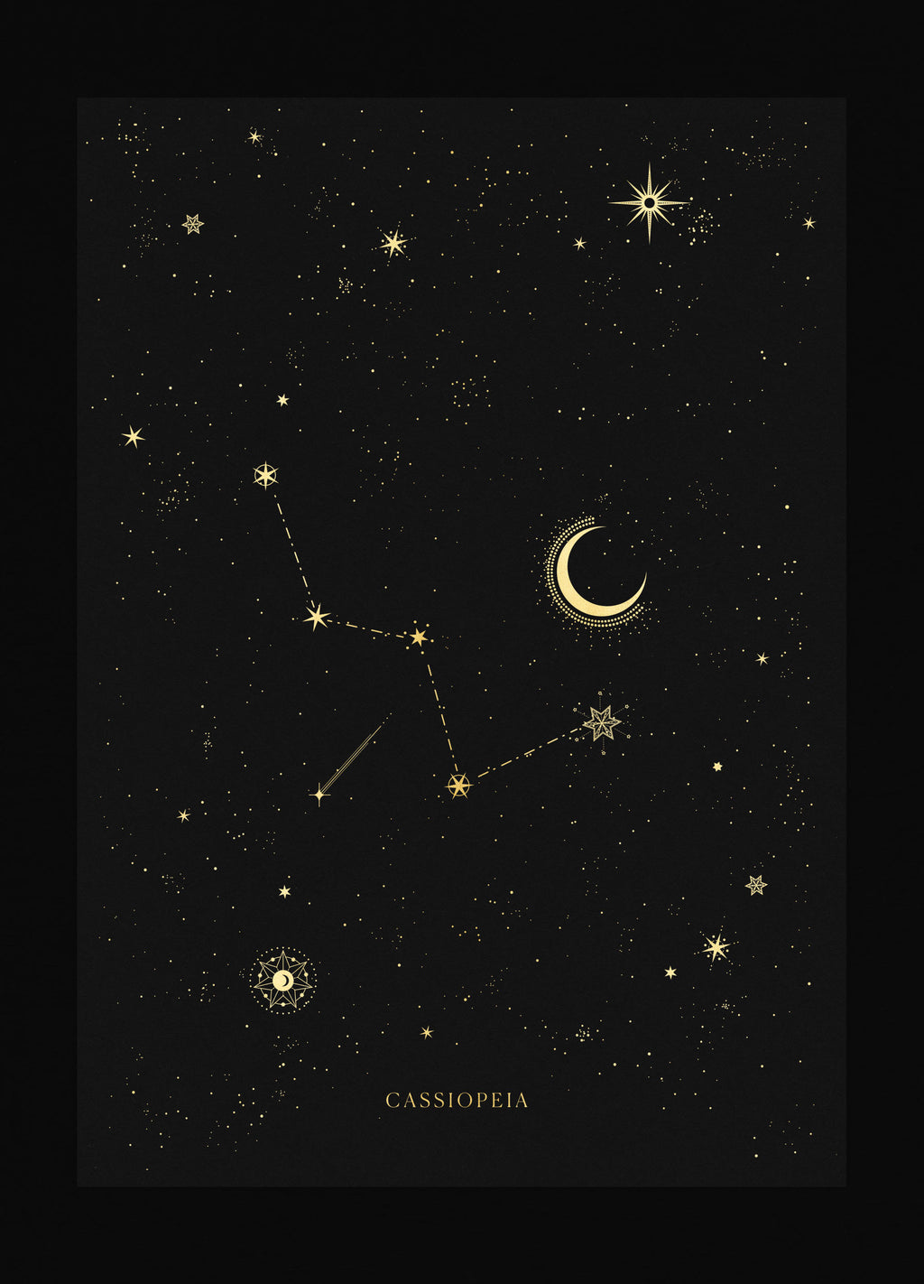 Cassiopeia constellation gold foil print by Cocorrina & Co studio