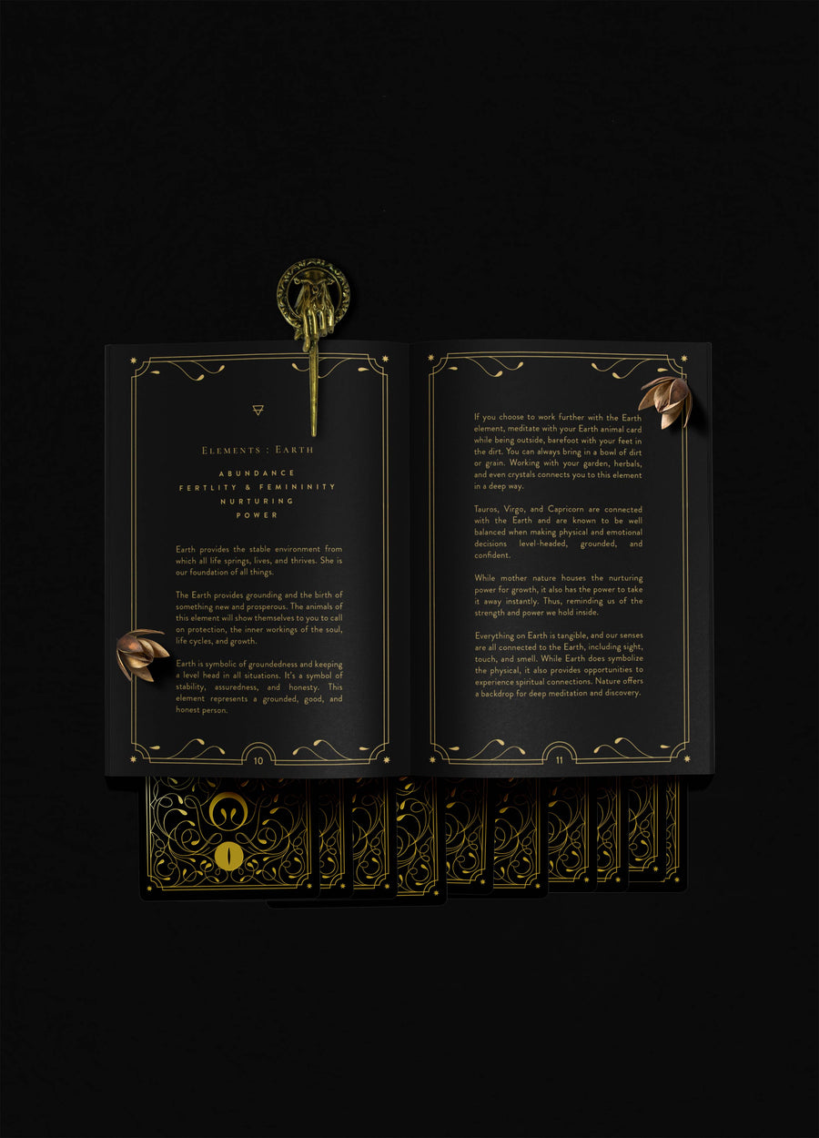 Cosmic Wild Oracle deck, animal tarot by Cocorrina & Co in black and gold