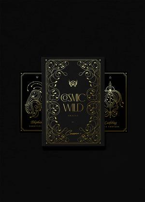 Cosmic Wild Oracle deck, animal tarot by Cocorrina & Co in black and gold