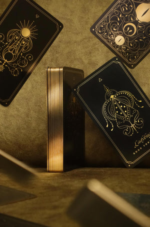 Cosmic Wild Oracle deck, animal tarot by Cocorrina & Co in black and gold