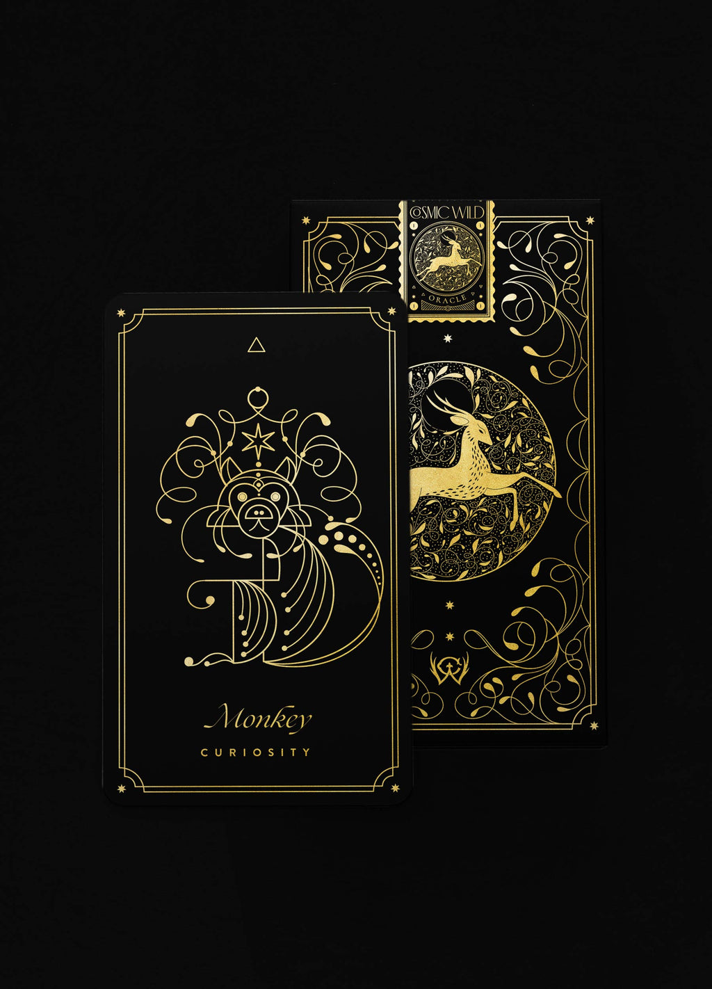 Cosmic Wild Oracle deck, animal tarot by Cocorrina & Co in black and gold