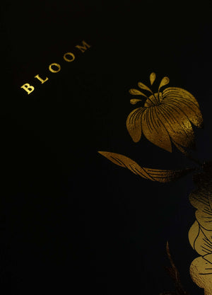 Creepy bloom bouquet in gold foil on black paper art print by Cocorrina & Co