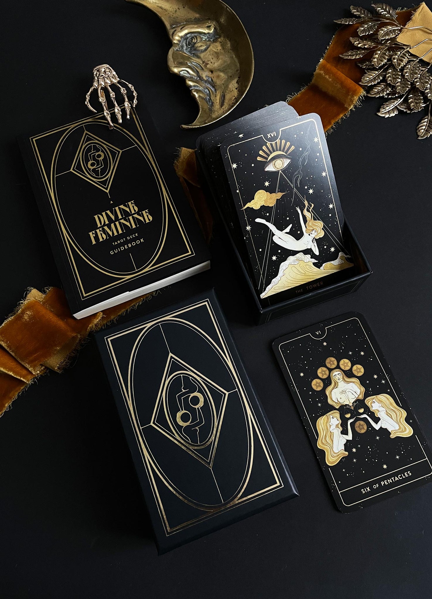 Divine Feminine Tarot Deck by Cocorrina & Co Shop featuring gold foil.