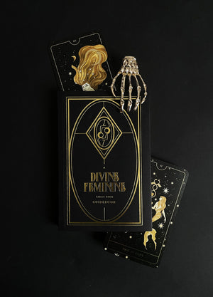 Divine Feminine Tarot Deck by Cocorrina & Co Shop featuring gold foil.