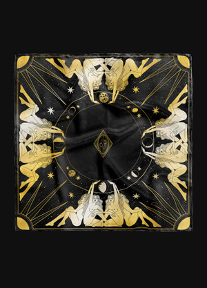 Divine Feminine silk cloth for altar and for readings, in black and gold by Cocorrina & Co