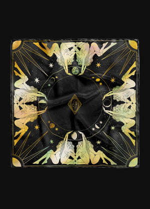Divine Feminine silk cloth for altar and for readings, in black and gold by Cocorrina & Co