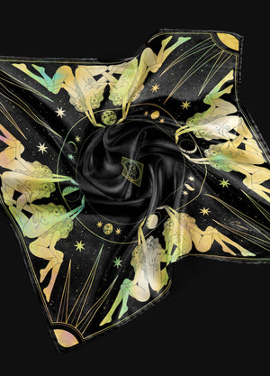 Divine Feminine silk cloth for altar and for readings, in black and gold by Cocorrina & Co