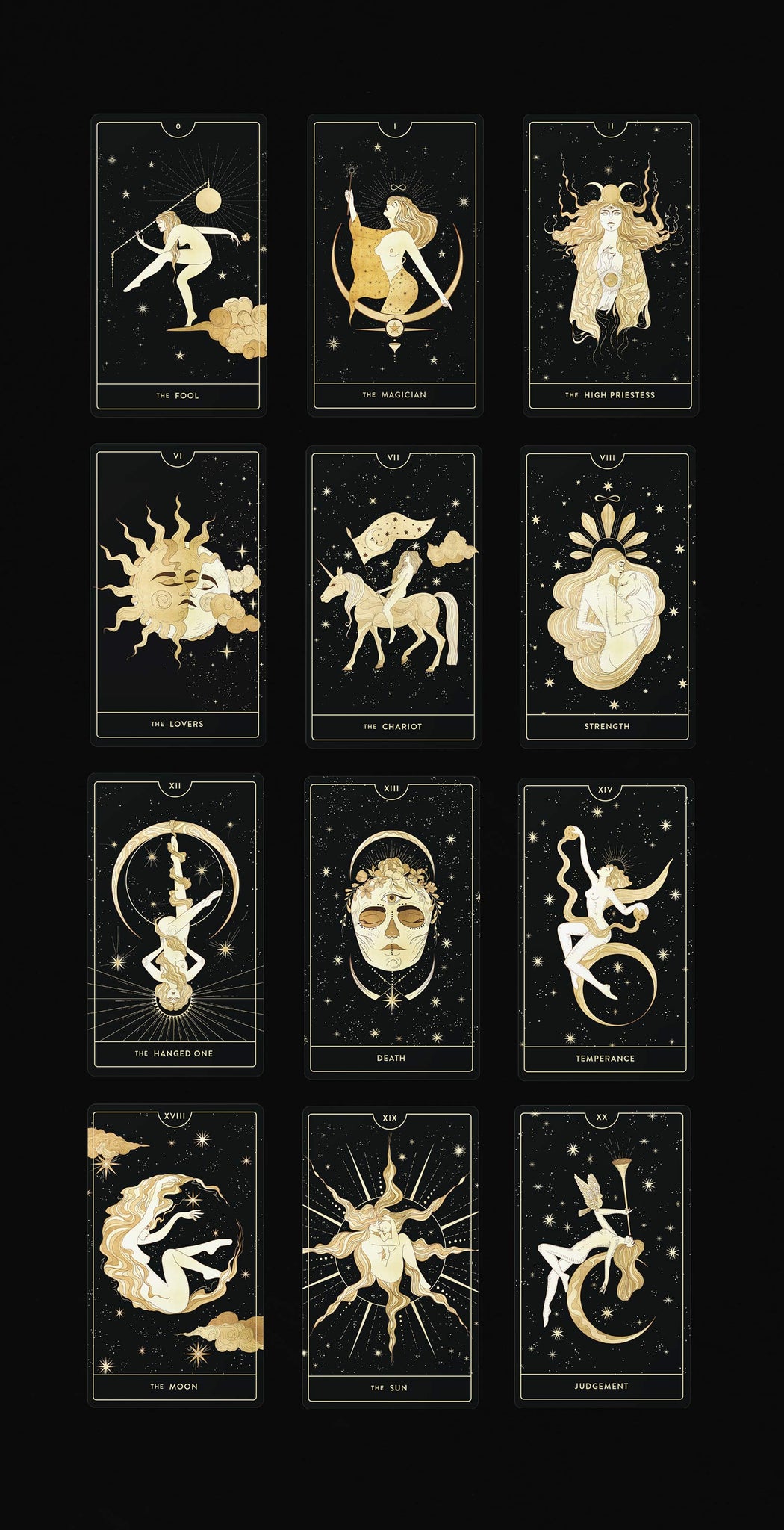 Divine Feminine Tarot Deck by Cocorrina & Co Shop featuring gold foil.