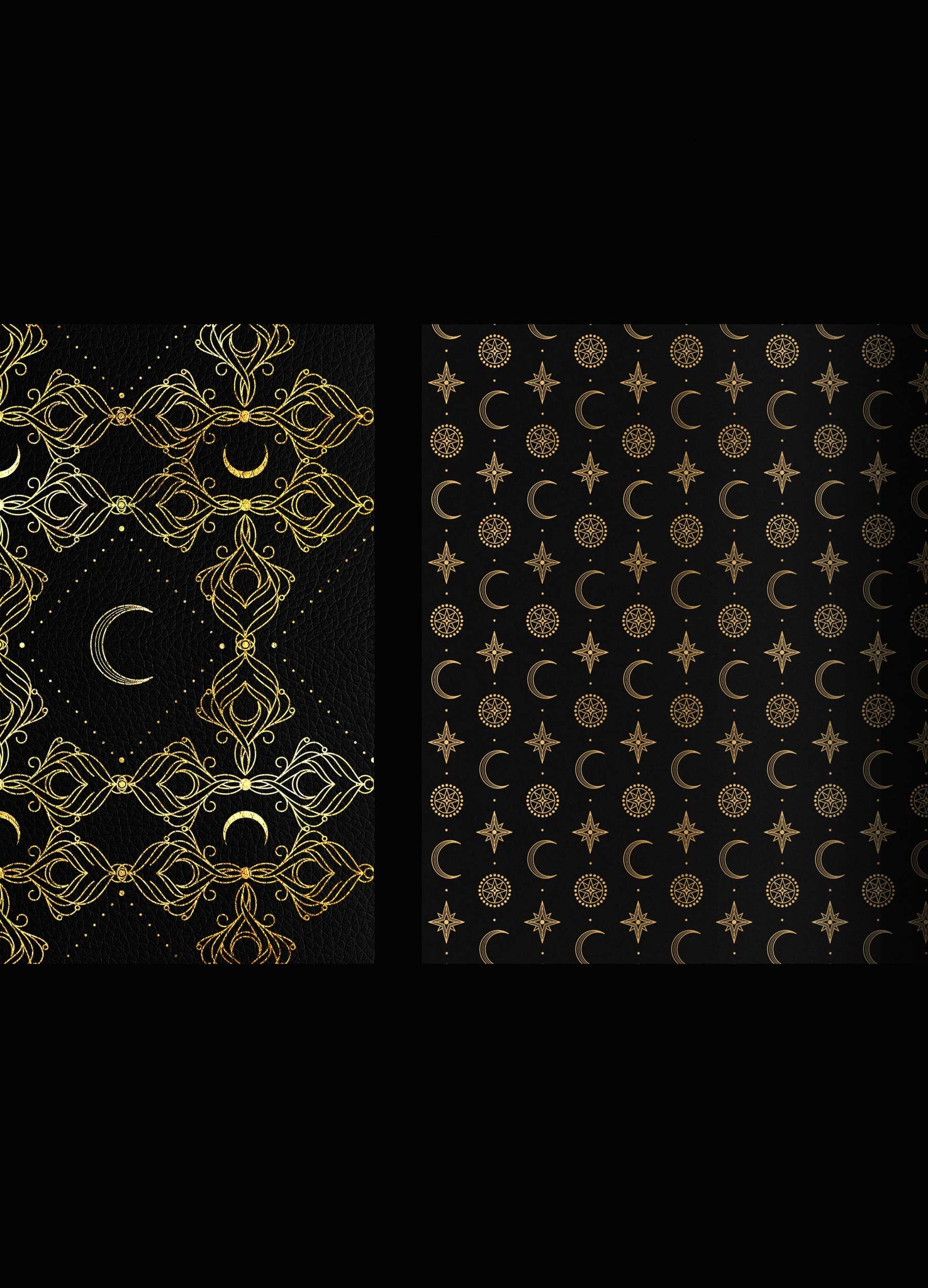 Black Moon Leather dot journal with gold foil by Cocorrina & Co