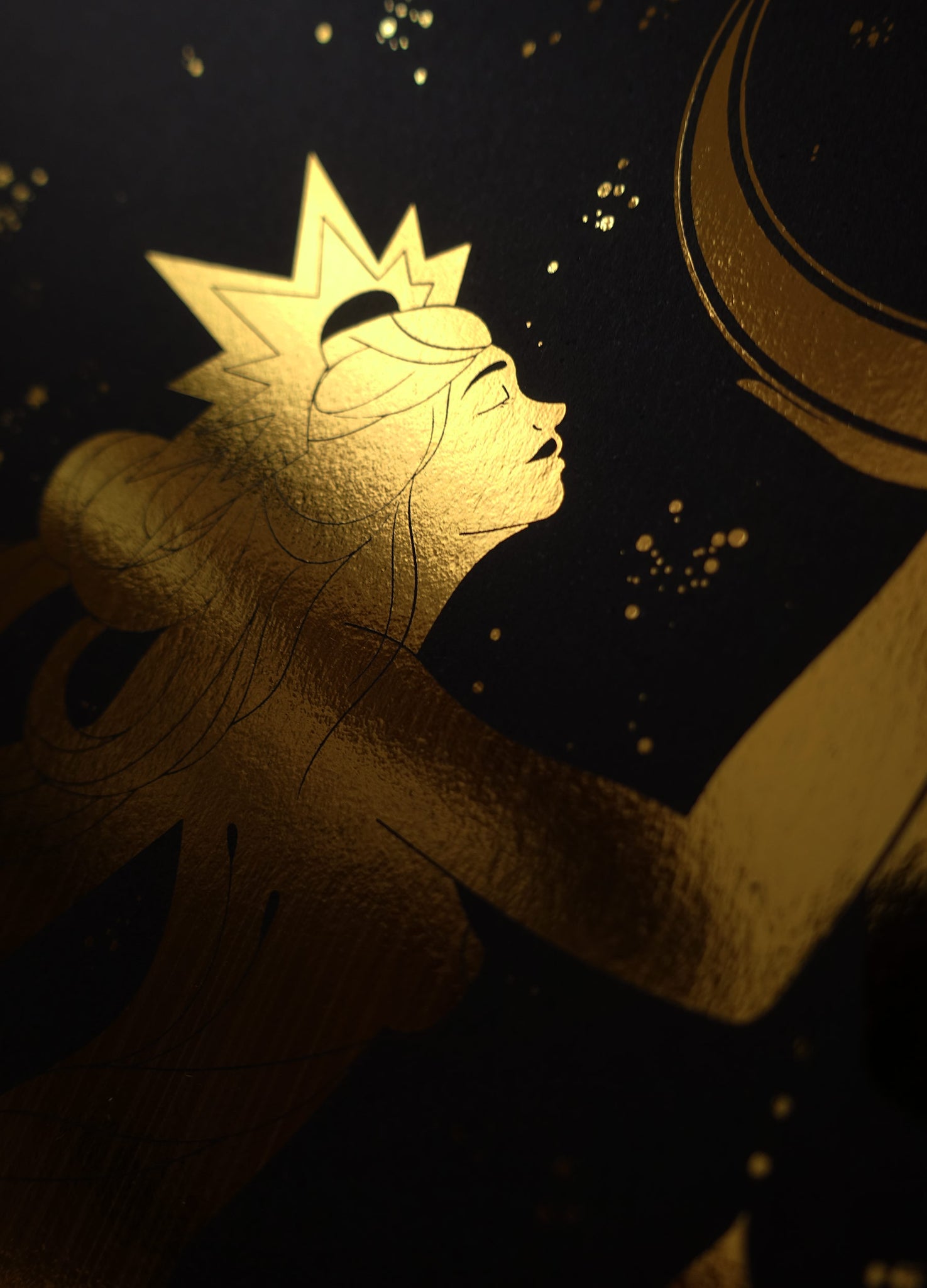 Gemini Stars gold foil art print on black stock paper by Cocorrina & Co Design Studio & Shop