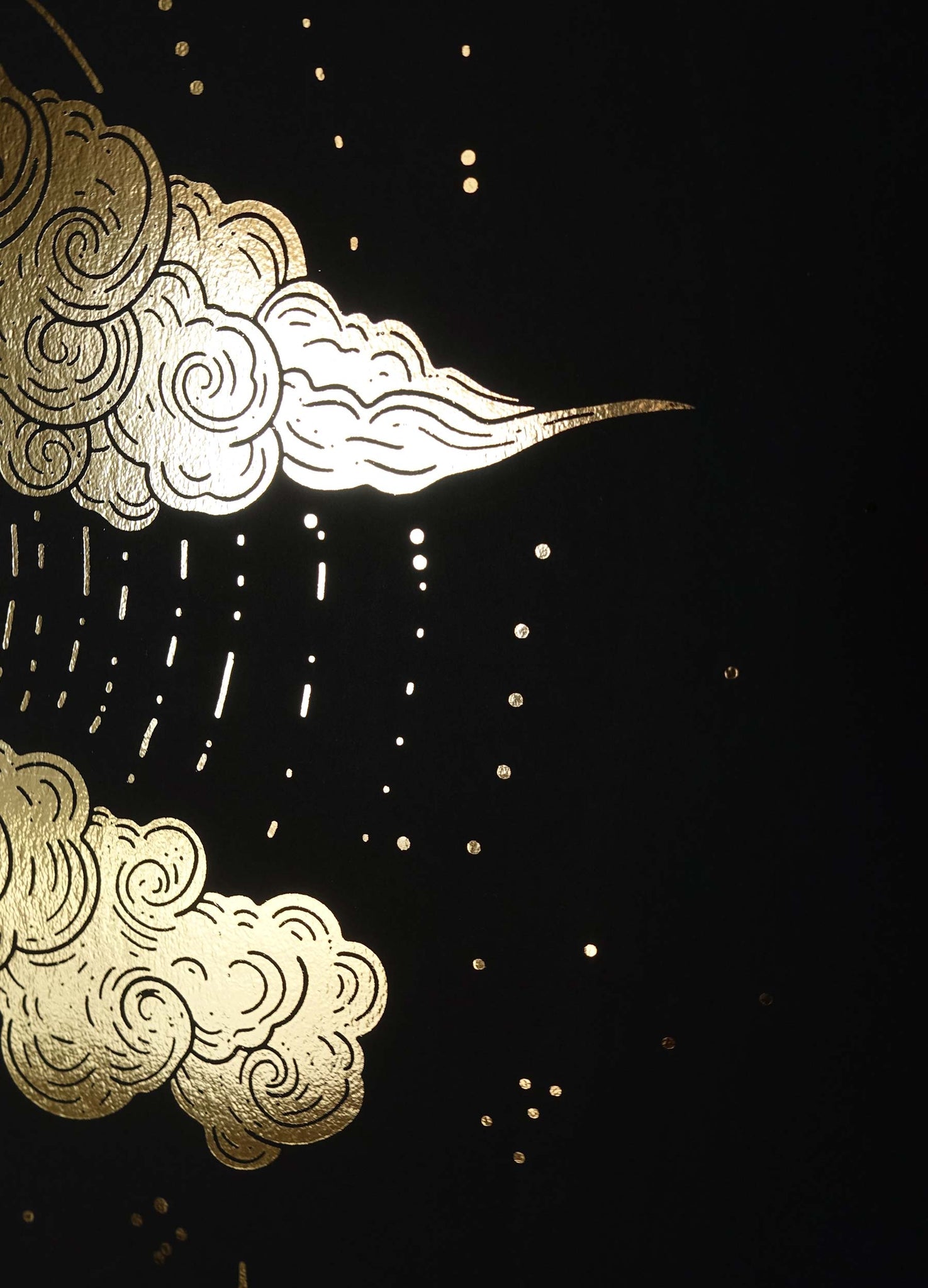 Samhain halloween ghost gold foil on black paper by Cocorrina  & Co Shop