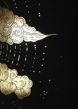 Samhain halloween ghost gold foil on black paper by Cocorrina  & Co Shop