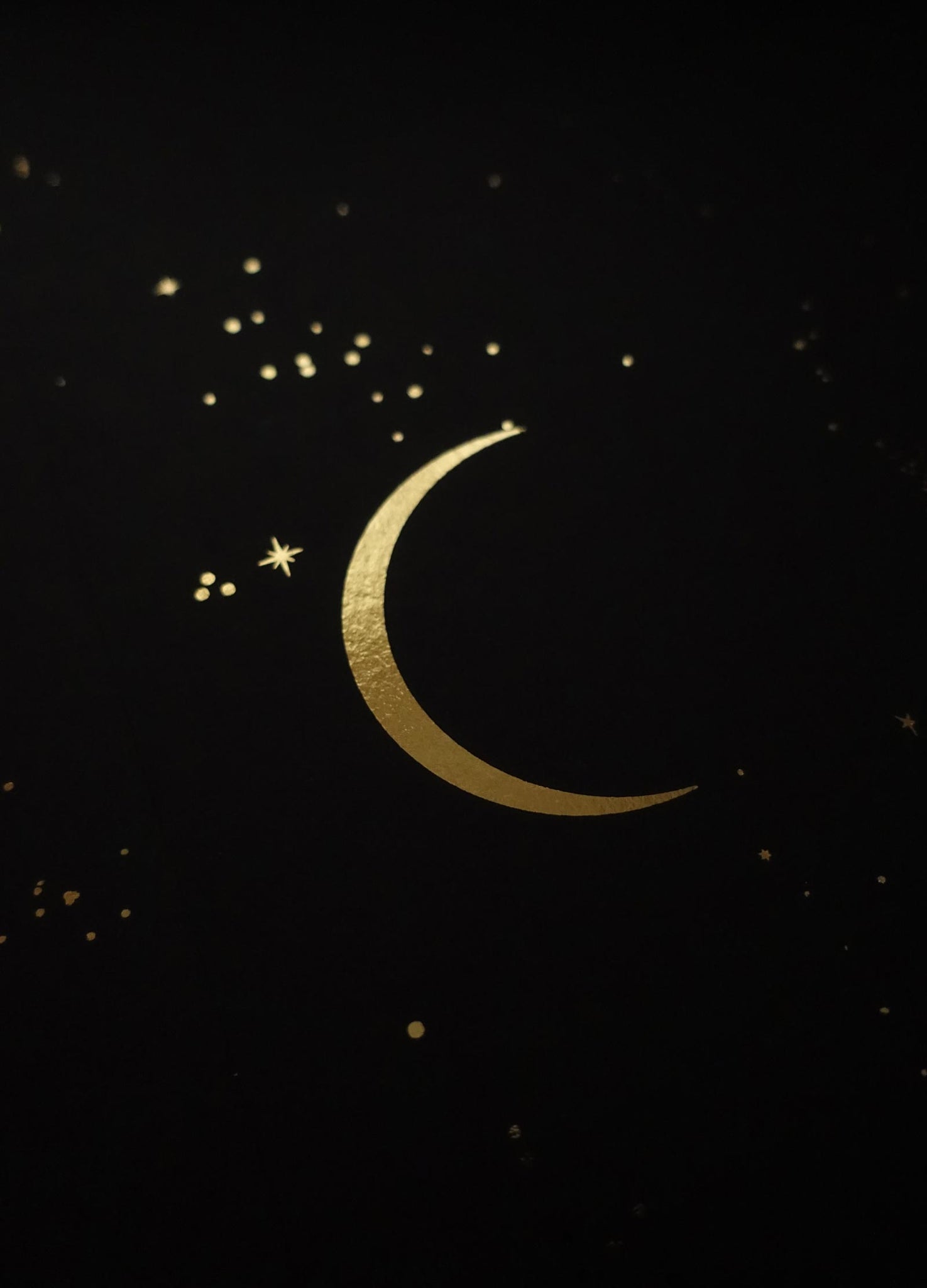 Healing Hamsa Hand with eye art print in gold foil and black paper with stars and moon by Cocorrina