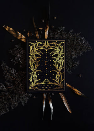 The Herbology Journal in black and gold foil. A Botanical grimoire for witches by Cocorrina & Co Shop