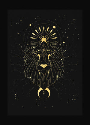 Leo Figure Constellation Gold foil on black paper art print by Cocorrina & Design studio and shop