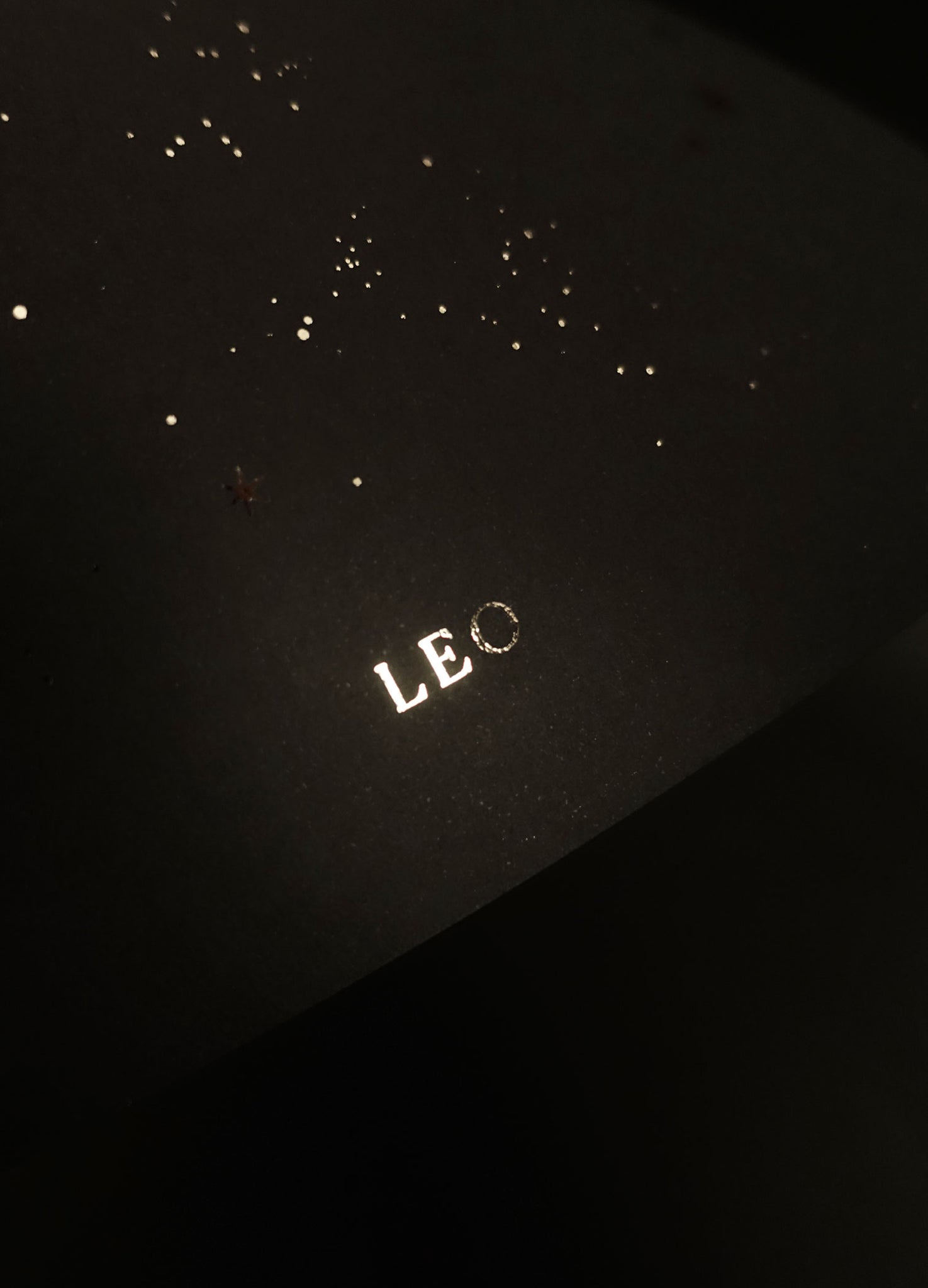 Leo zodiac constellation gold metallic foil print on black paper by Cocorrina