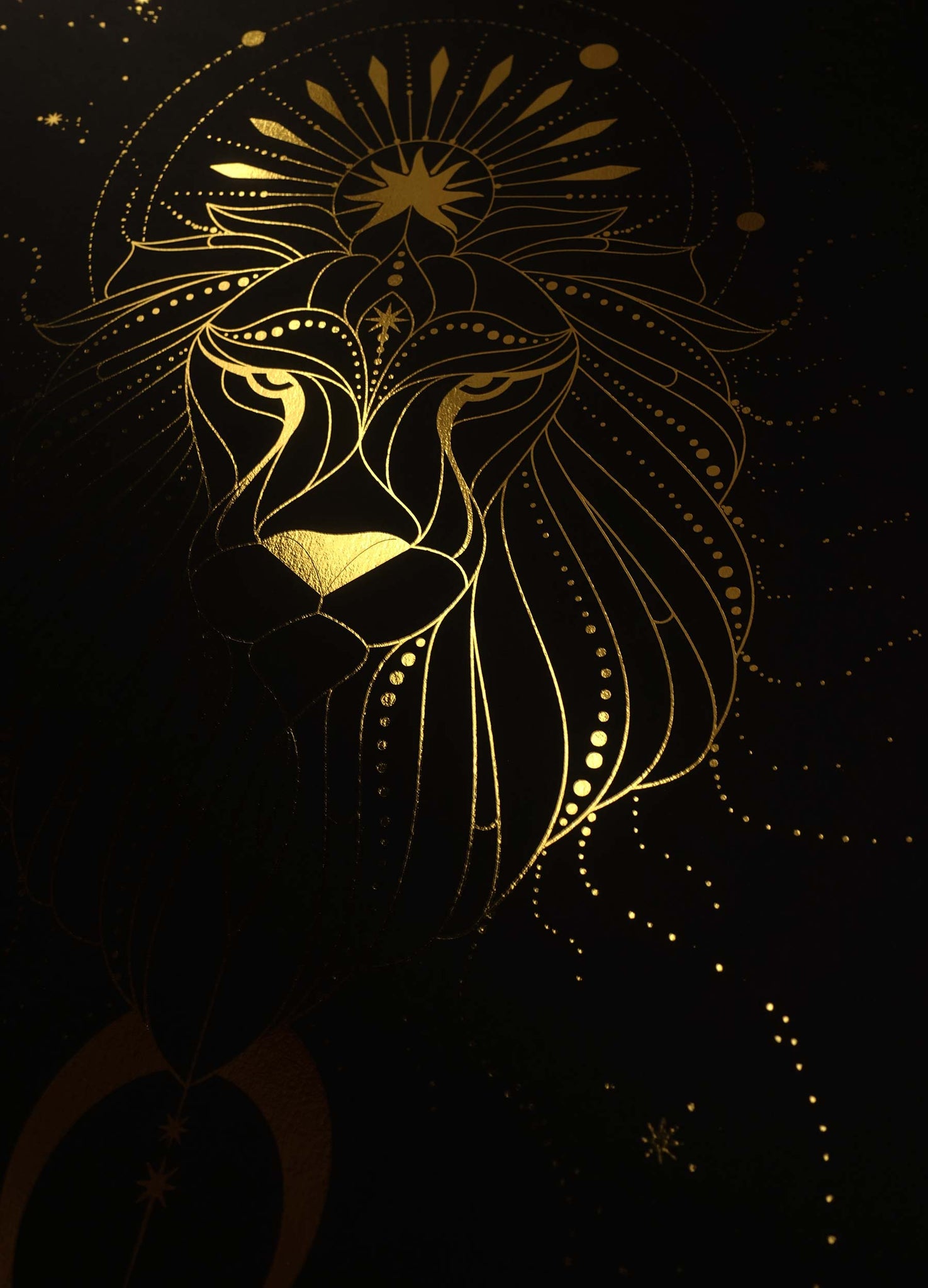 Leo Figure Constellation Gold foil on black paper art print by Cocorrina & Design studio and shop