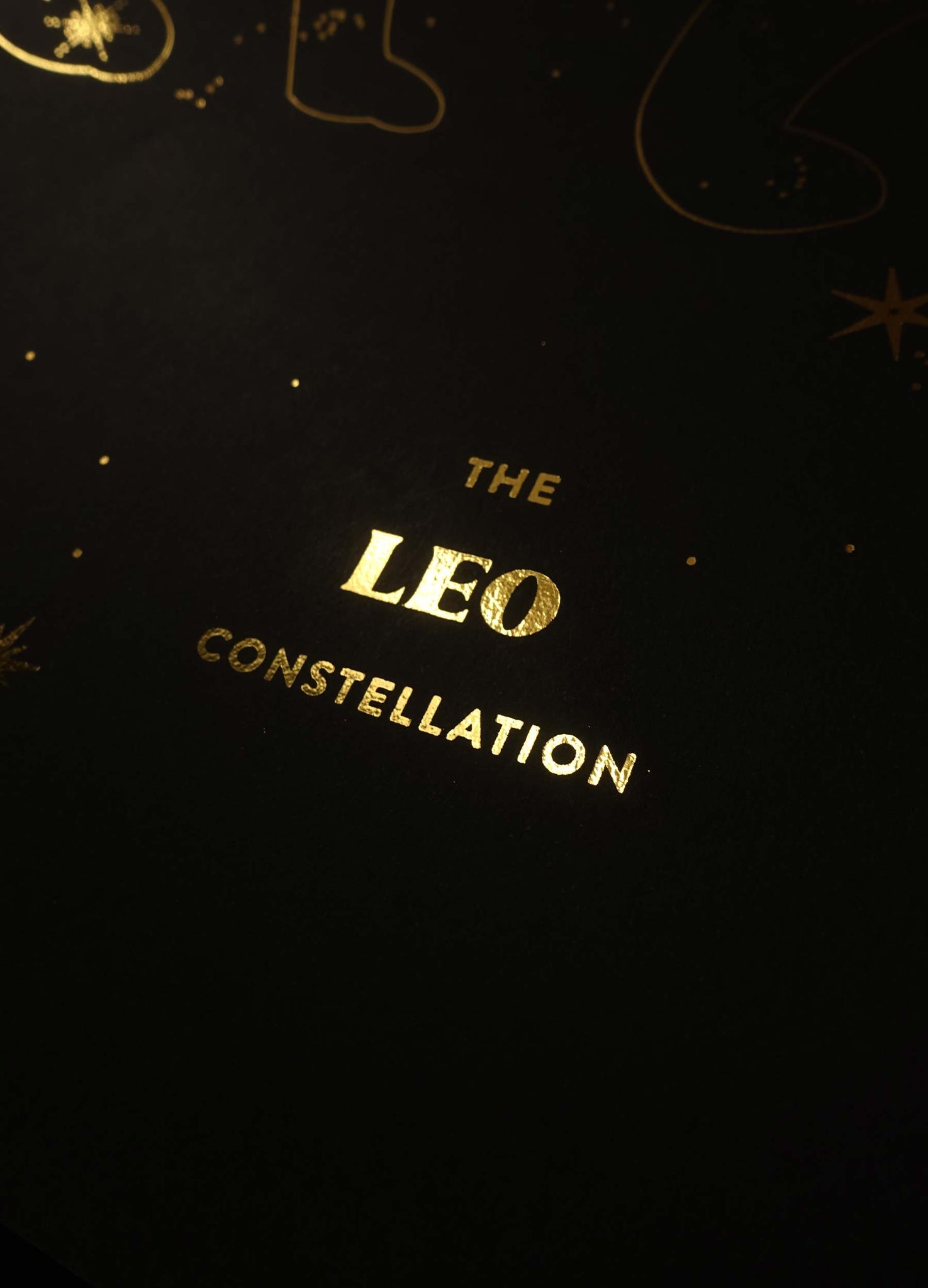 Leo Constellation gold foil art print on black paper by Cocorrina & Co Studio and Shop
