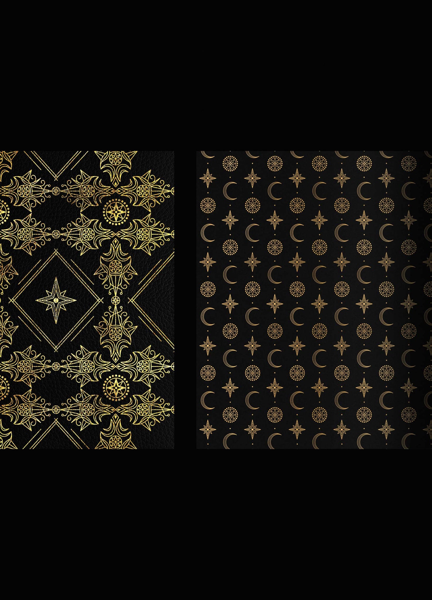 Black Star Leather blank - line journal with gold foil by Cocorrina & Co