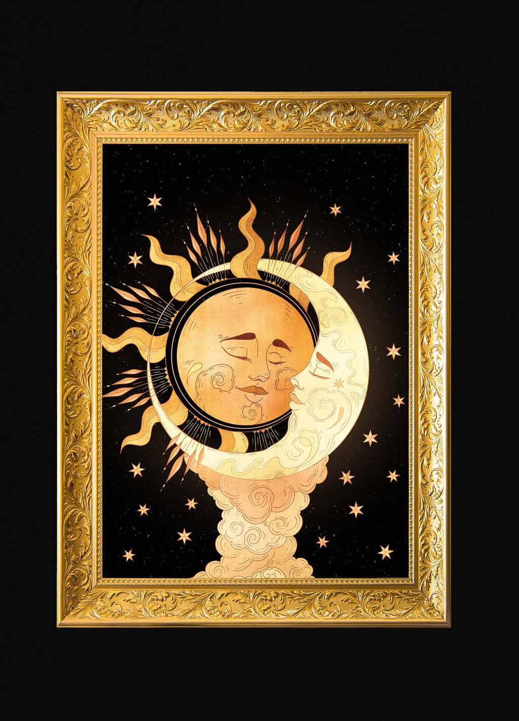 Magic Hour Sun Moon art print by Cocorrina & Co