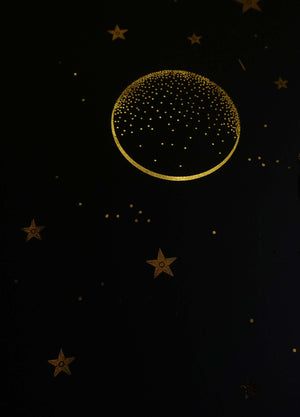 Make a Wish Star gold foil on black paper art print by Cocorrina & Co