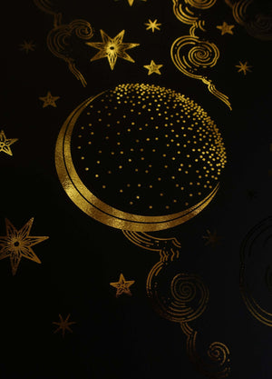 Manifestation Guide gold foil on black paper art print by Cocorrina & Co